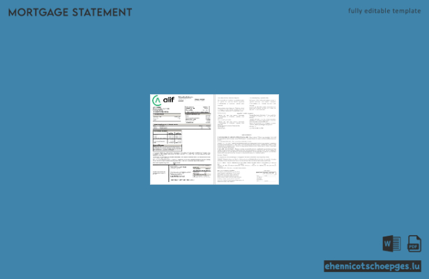 Tadschikische Alif Bank Hypothekenabrechnung in Word- und PDF-Formaten – Beispielvorschau